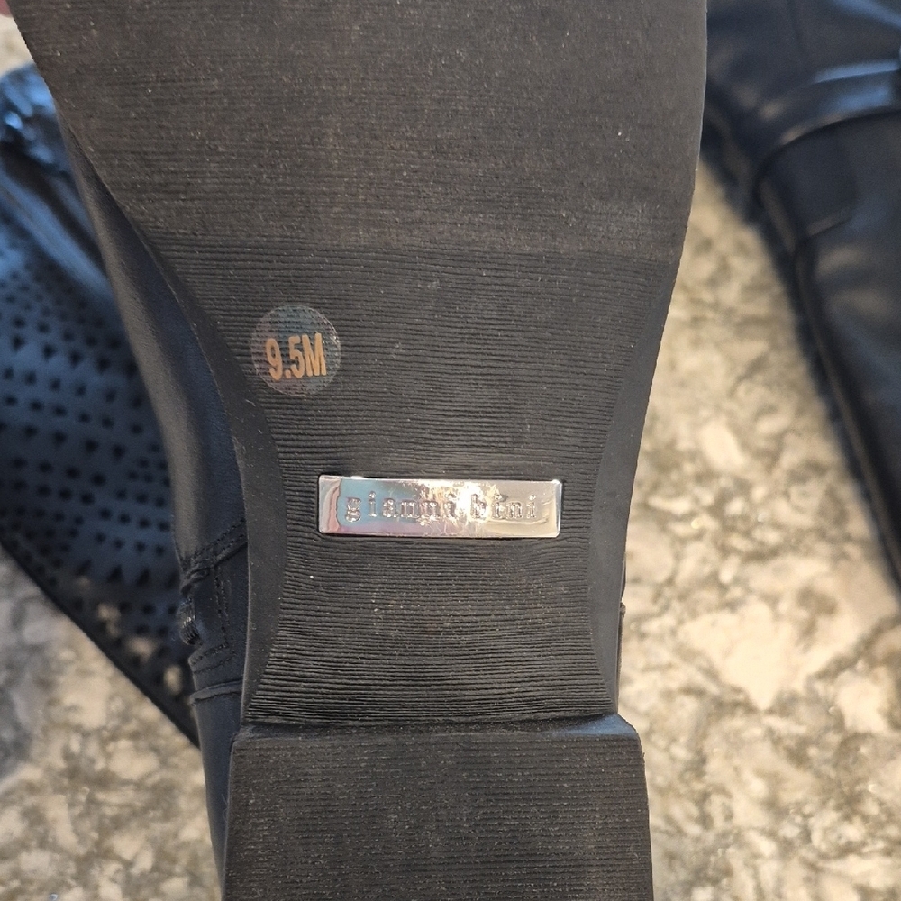 Gianni Bini Black Leather Perforated Boots - Picture 12 of 16